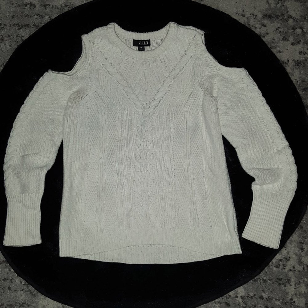 a.n.a White Sweater with Shoulder Cut Outs!